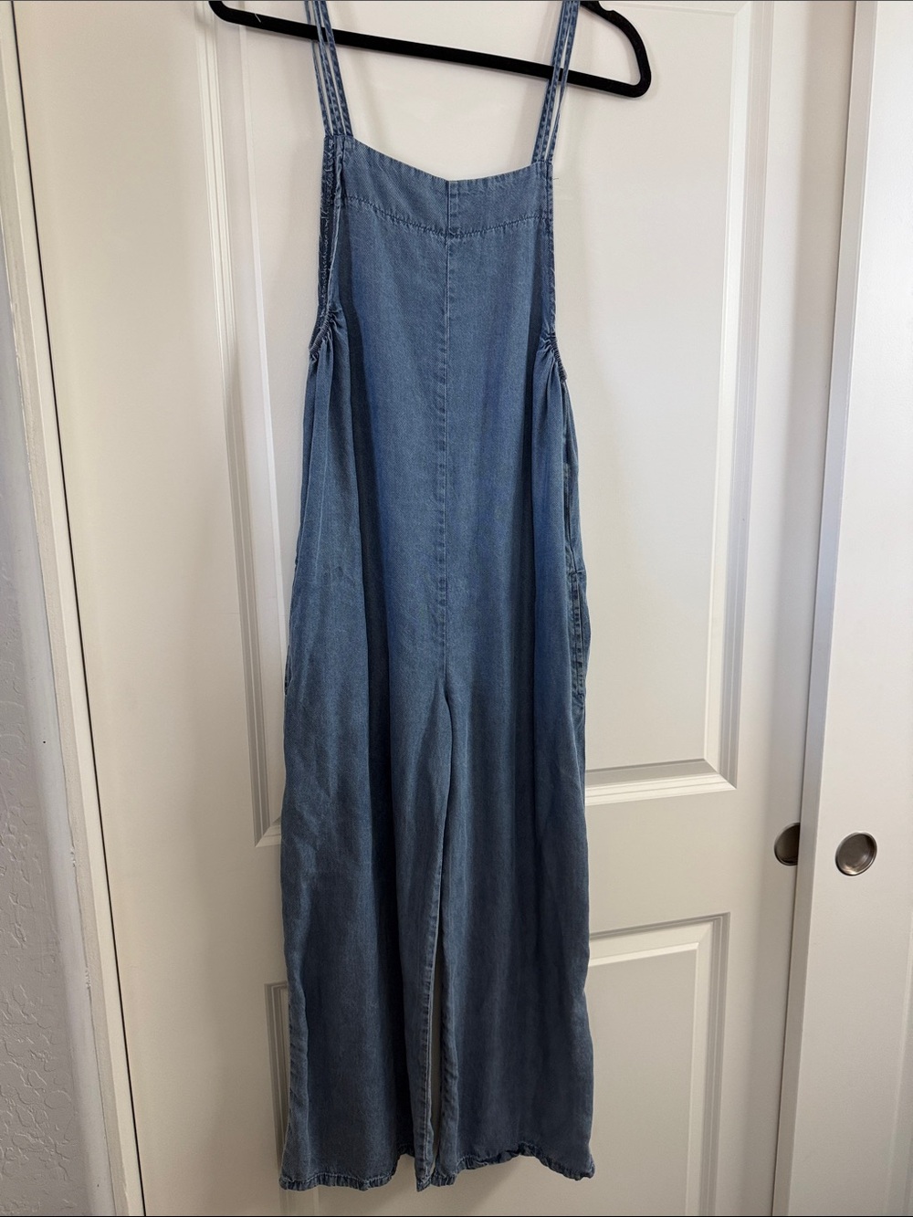 Denim Wide-Leg Jumpsuit - Light Blue